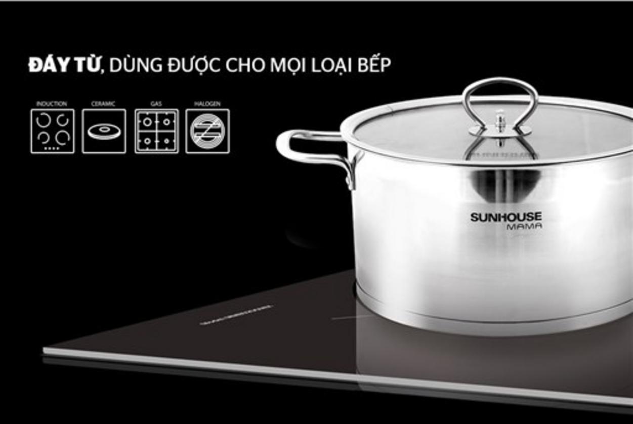 Đáy 5 lớp dày dặn phân phối nhiệt đều, phù hợp cho bếp từ và bếp ga.