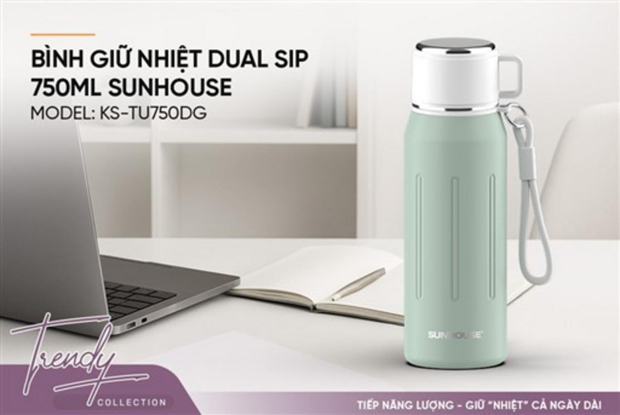 Nắp Dual Sip đa năng — uống trực tiếp hoặc dùng nắp làm cốc, không lo rò rỉ.