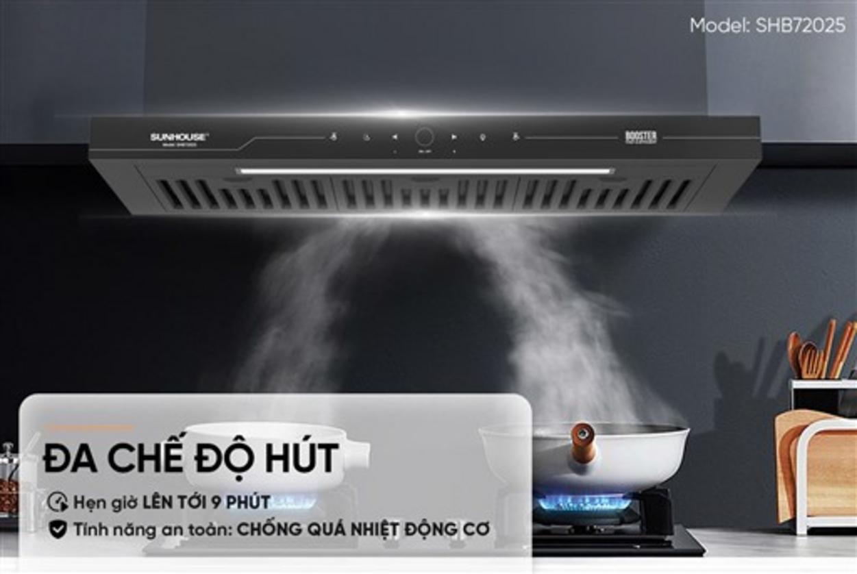 Booster 1600m³/h + motor 220W cho lực hút mạnh.