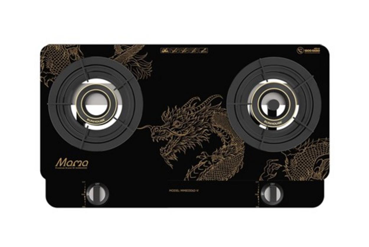 Mặt kính cường lực bóng bẩy – dễ vệ sinh; lửa xanh đều từ đầu đốt hợp kim đồng.