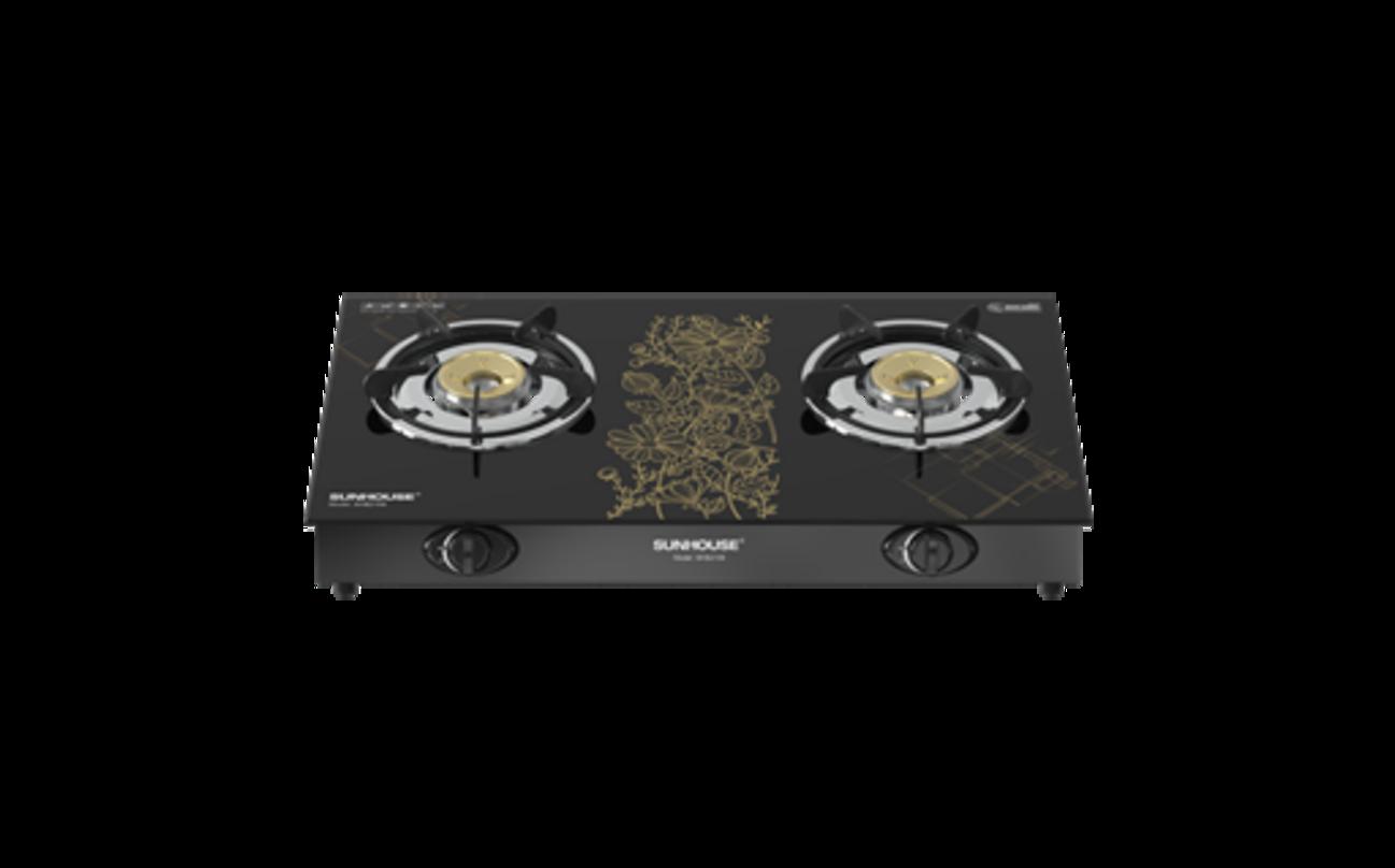 BẾP GAS DƯƠNG KÍNH SUNHOUSE SHB2106 - bếp đôi sang trọng, dễ lau chùi và tiết kiệm gas.