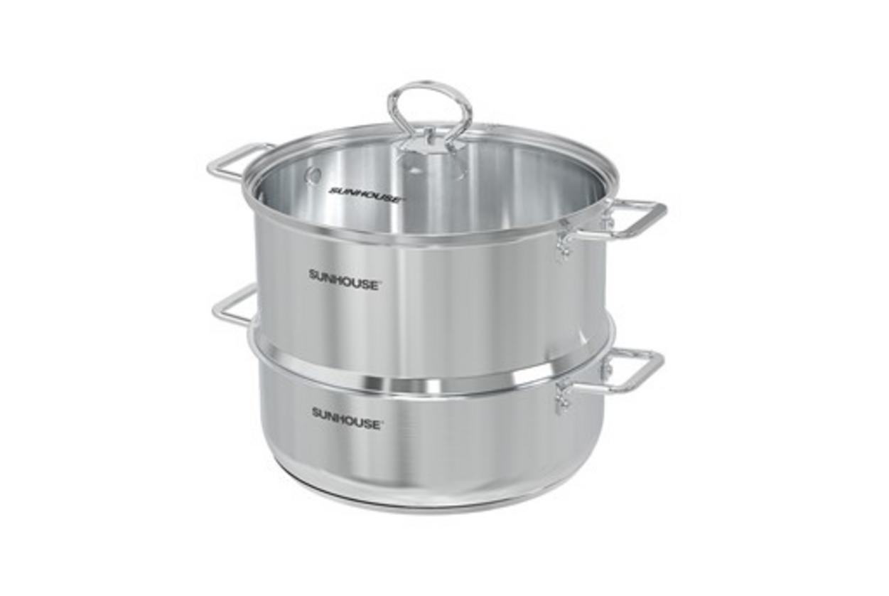 Bộ nồi xửng 3 đáy SUNHOUSE SHG507-24C — Hấp & nấu 2‑trong‑1, đường kính 24 cm, xửng cao tiện lợi.