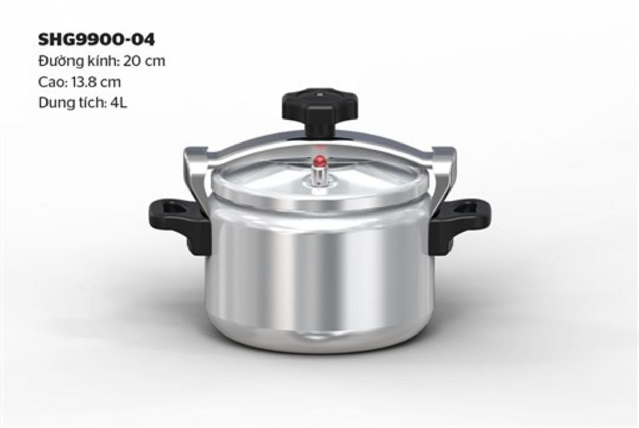 Nồi áp suất nhôm Sunhouse SHG9900-04 (4L) — Hầm nhanh, giữ dưỡng chất, an toàn cho gia đình