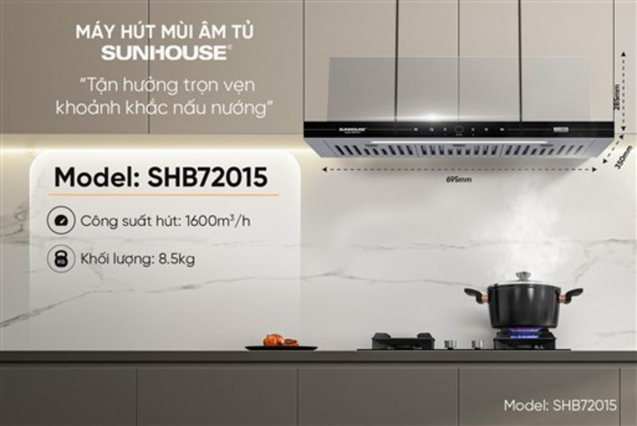 MÁY HÚT MÙI ÂM TỦ SUNHOUSE SHB72015 lắp âm tủ - gọn, sang và hiệu quả.