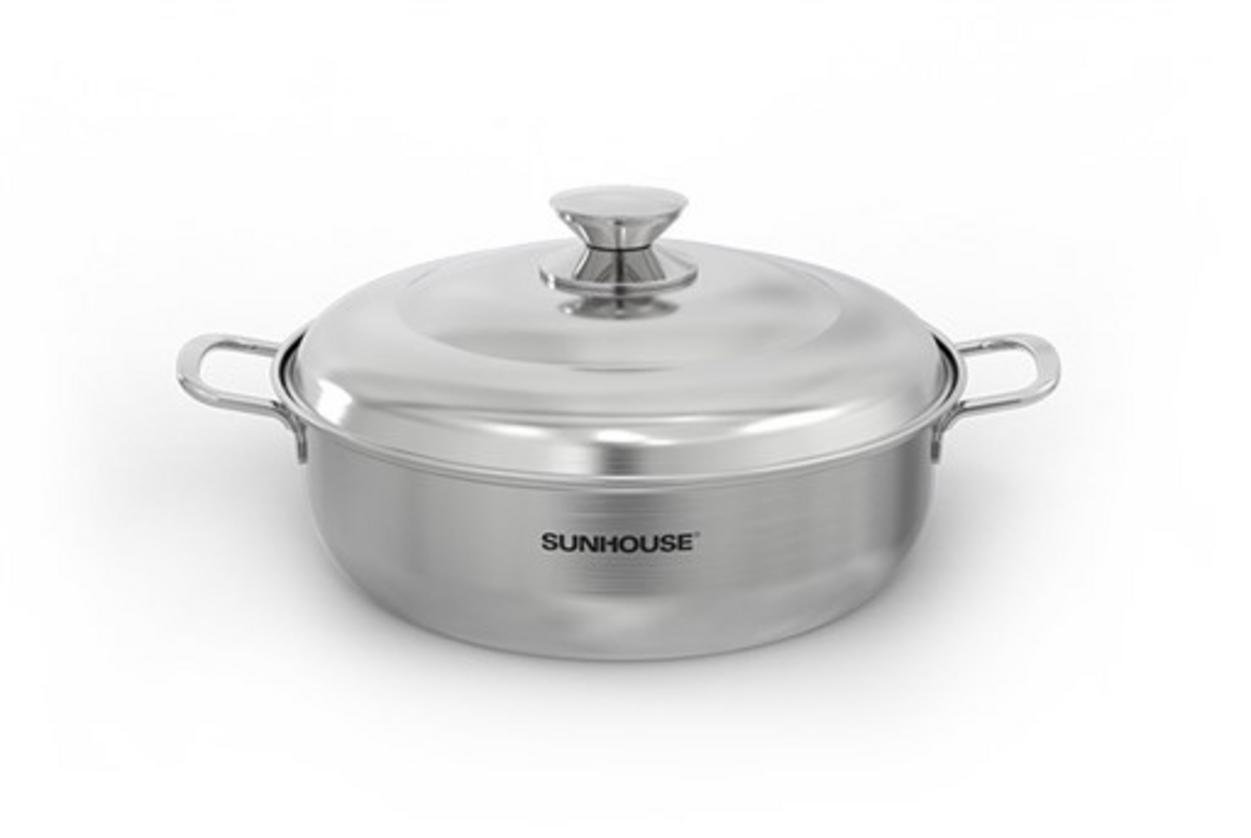 Nồi lẩu inox 1 đáy SUNHOUSE SHG28L — bền bỉ, truyền nhiệt nhanh, dùng mọi loại bếp.