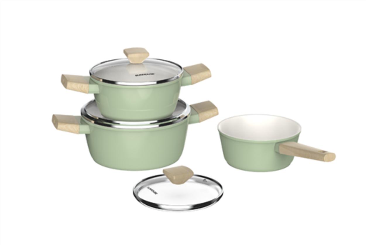 Bộ nồi Sunhouse Healthy SHG7979MT1 — Nano Ceramic, đáy từ, thiết kế pastel thanh lịch.