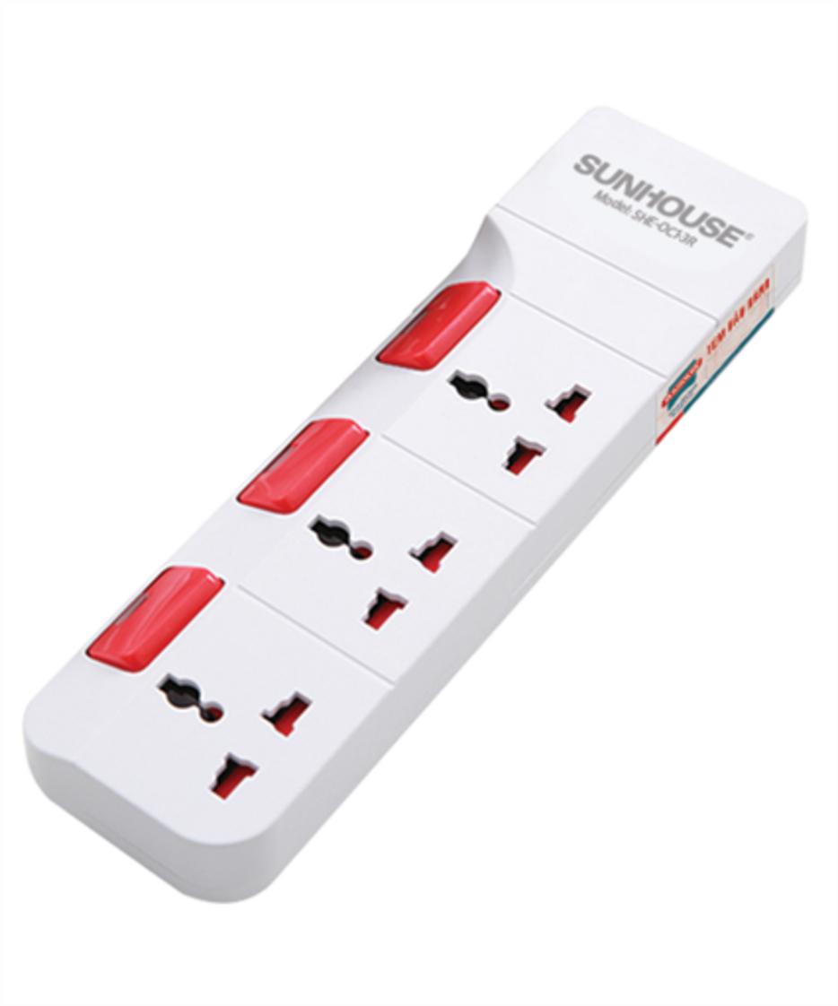 Ổ cắm SUNHOUSE SHE-OC1-3R: an toàn, gọn gàng và tiện dụng cho gia đình.