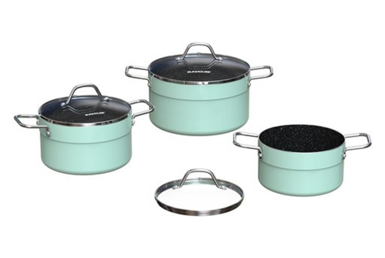 Bộ nồi Sunhouse ECO SHG1122M (18/20/24 cm) — nấu nhanh, không dính, dễ chùi.