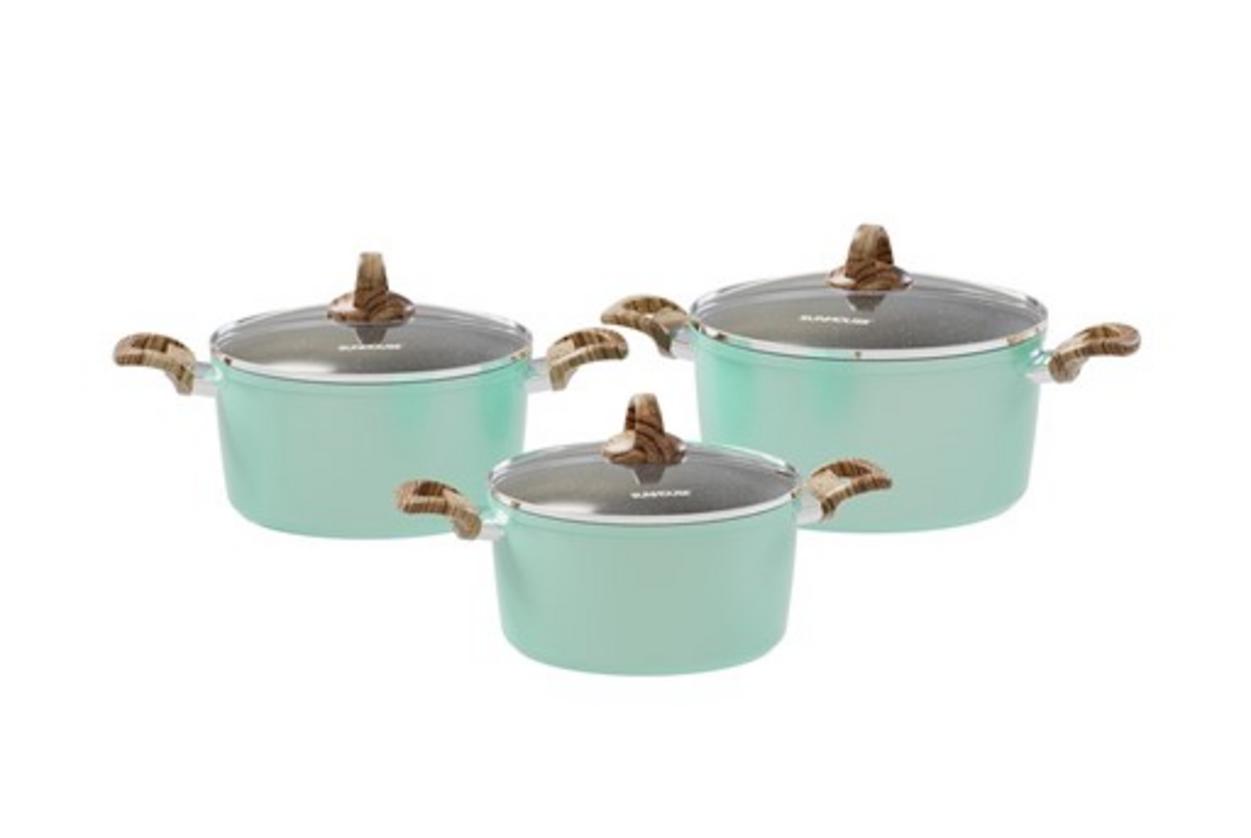 Bộ 3 nồi SHG7979MB (18/20/24 cm) — chống dính vân đá, đáy từ Inox 430, vung kính cường lực.