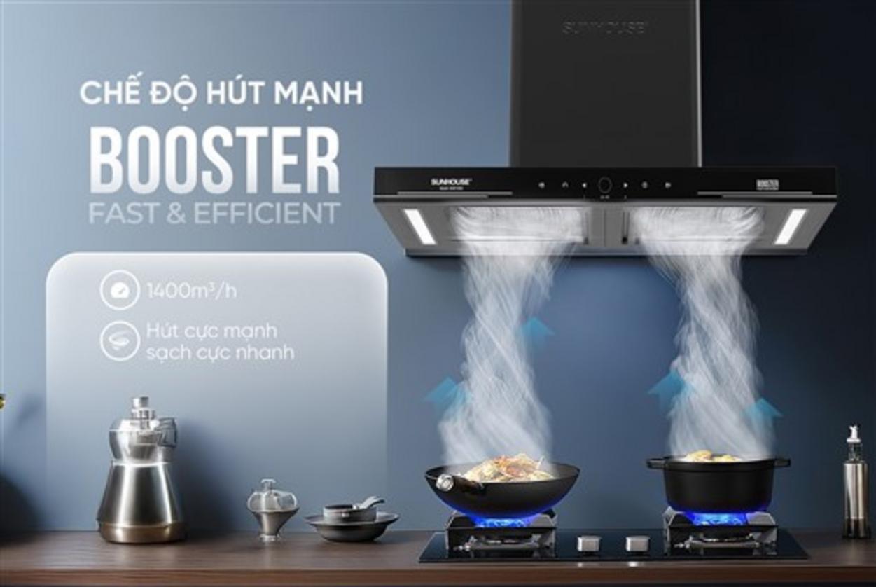 Công suất 1400m³/h + Booster xử lý mùi mạnh.