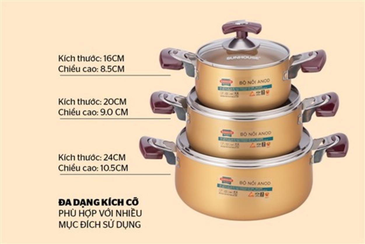 Kích thước lý tưởng cho gia đình Việt: 16 / 20 / 24 cm.