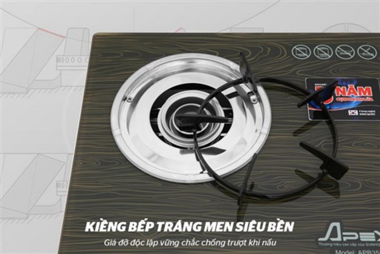 Kiềng 5 chấu & họng inox: vững vàng, bền.