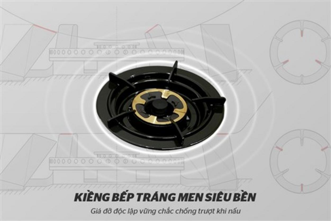 Kiềng thép tráng men 5 chân — vững và dễ vệ sinh.