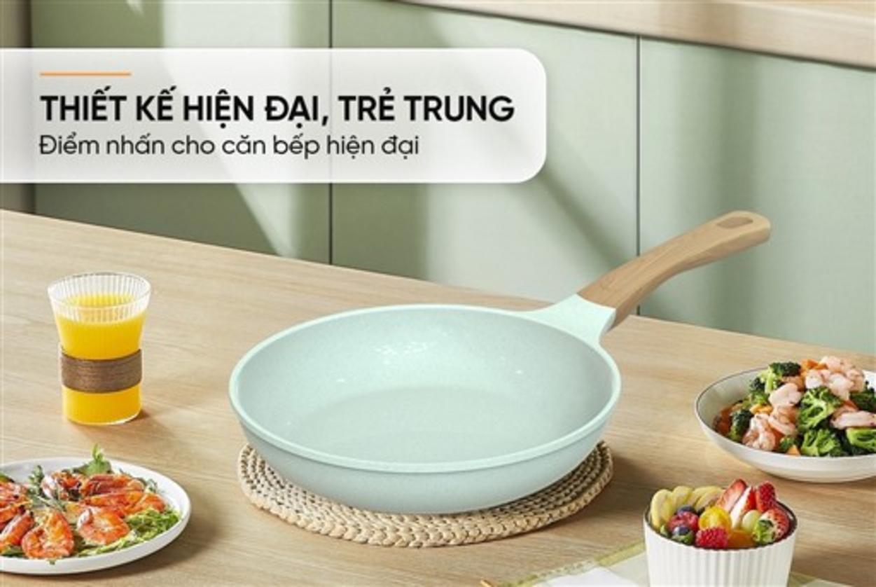 Lớp vân đá an toàn — không PFOA, dễ vệ sinh.