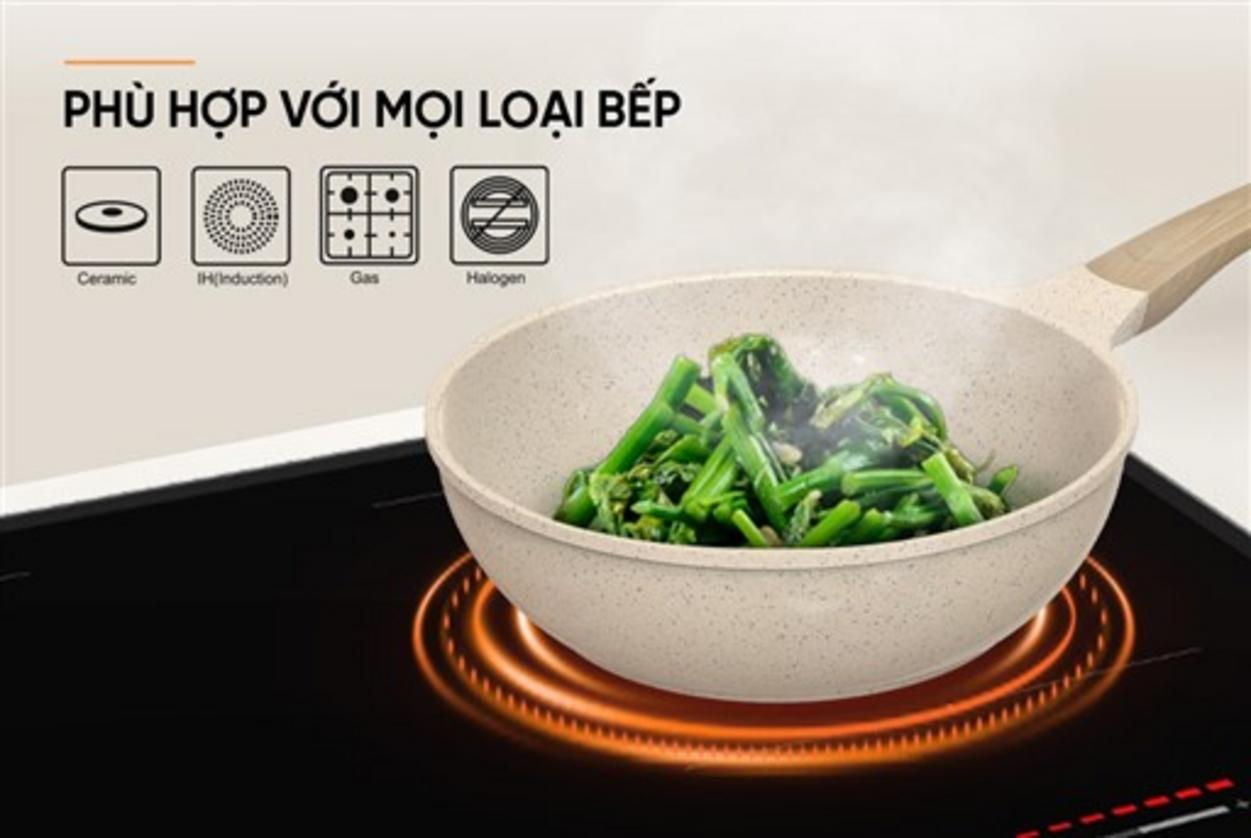 Lớp ceramic vân đá 2 lớp: chống dính hiệu quả, an toàn (không PFOA).