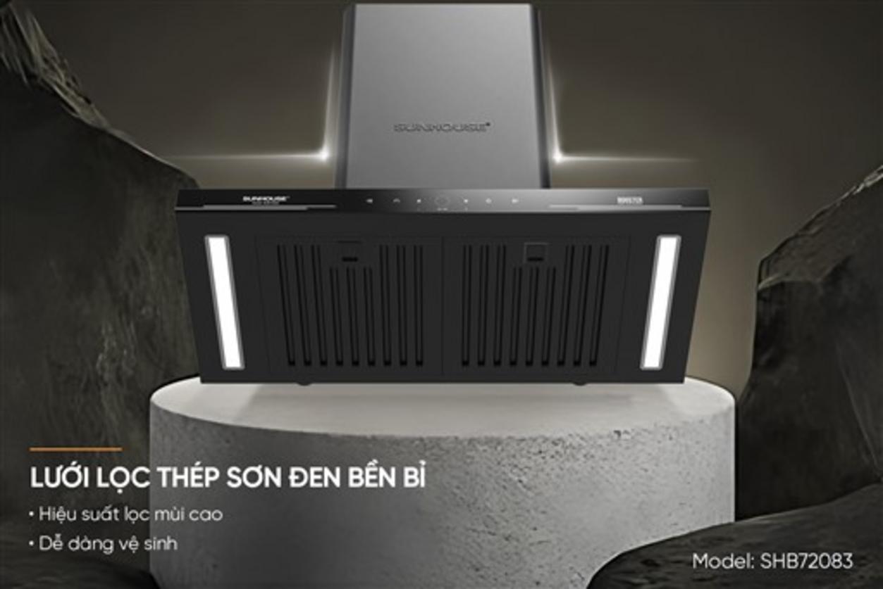 Lưới lọc thép đen bền và dễ vệ sinh.