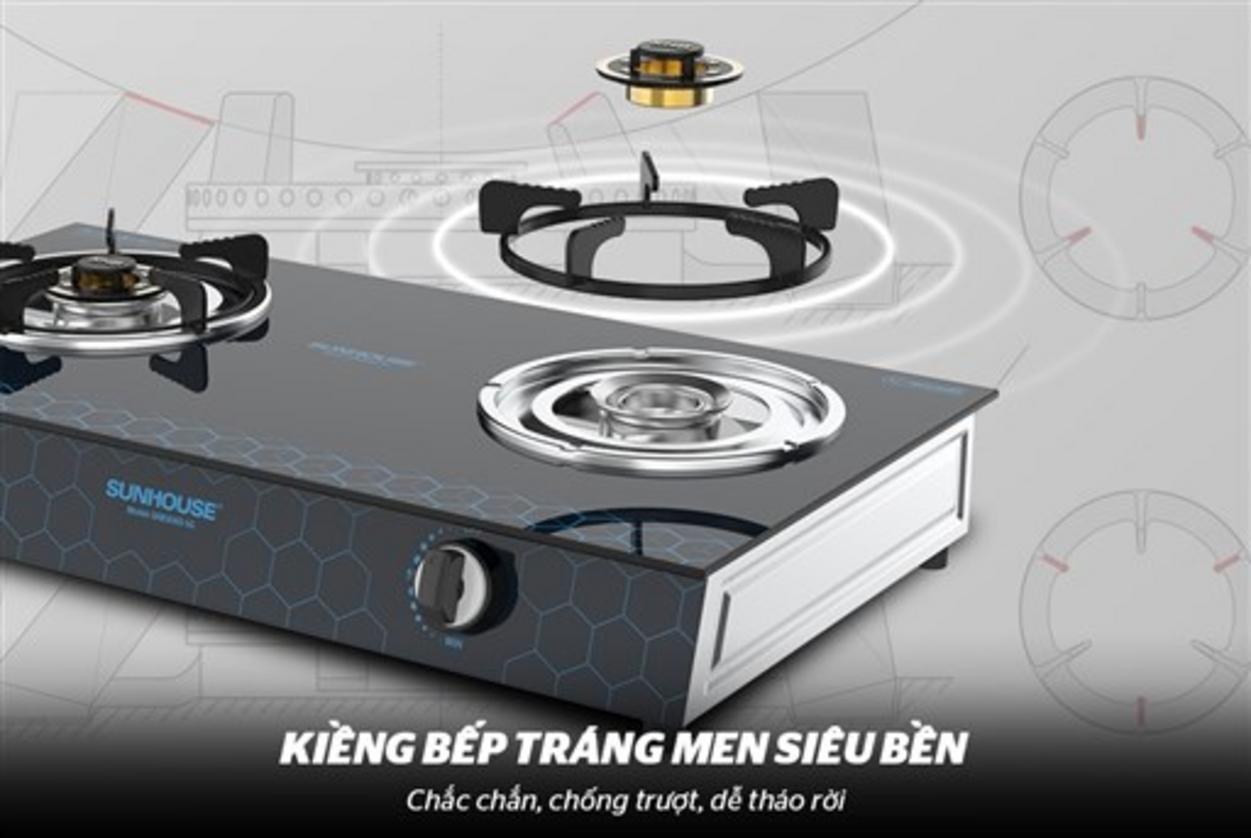 Mặt kính cường lực — lau chùi nhanh, giữ bếp sáng như mới.