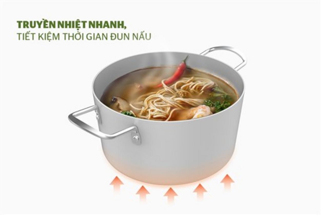 Truyền nhiệt nhanh — nấu chín đều, tiết kiệm năng lượng.