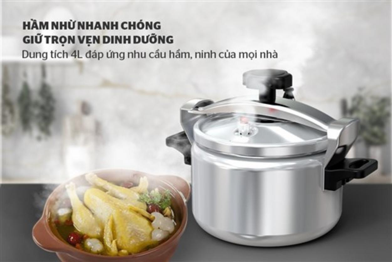 Tay cầm và núm chống bỏng cho thao tác an toàn, tiện dụng.