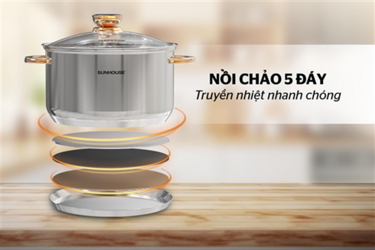 Vung kính và quai mạ vàng — tiện quan sát, an toàn khi cầm.