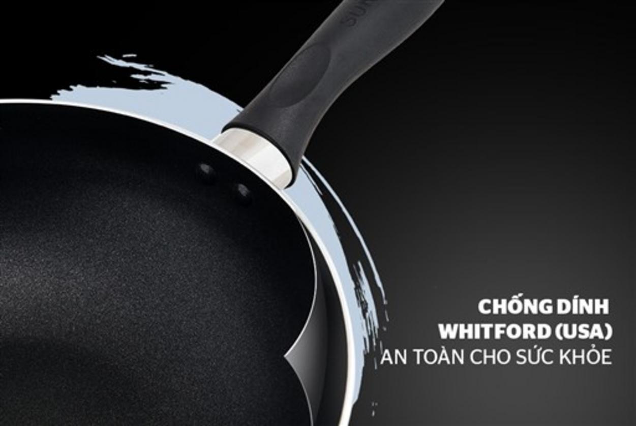 Lớp chống dính Whitford 3 lớp — lật thực phẩm dễ dàng, vệ sinh nhanh.