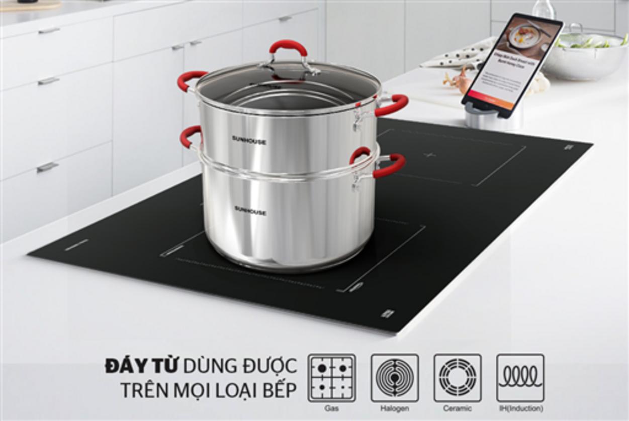 Xửng hấp (28 cm) — hướng dẫn nhanh cho xôi và luộc gà.