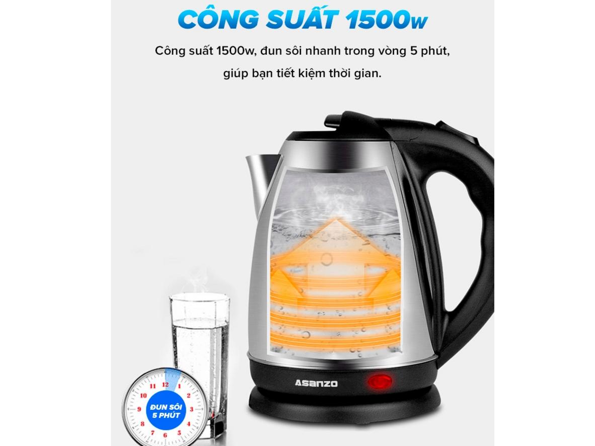 Đun sôi nhanh nhờ công suất mạnh mẽ.