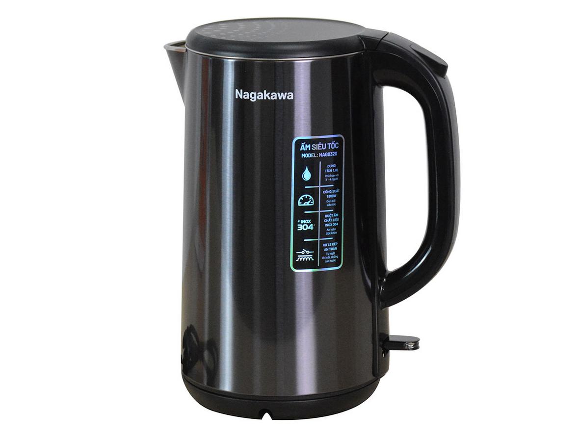 Tổng quan Ấm siêu tốc 2 lớp inox 304 Nagakawa NAG0320