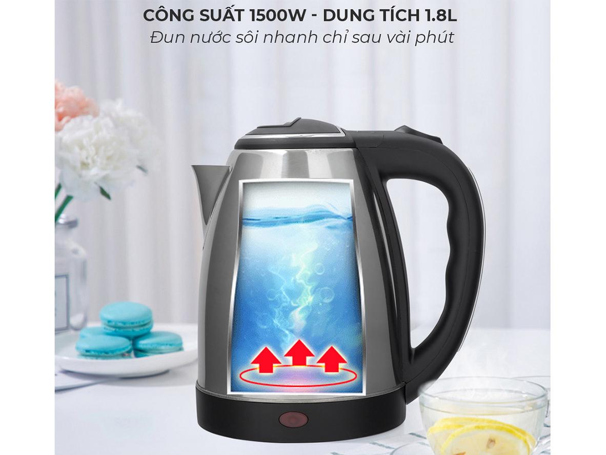 Công suất 1500W — nước sôi nhanh
