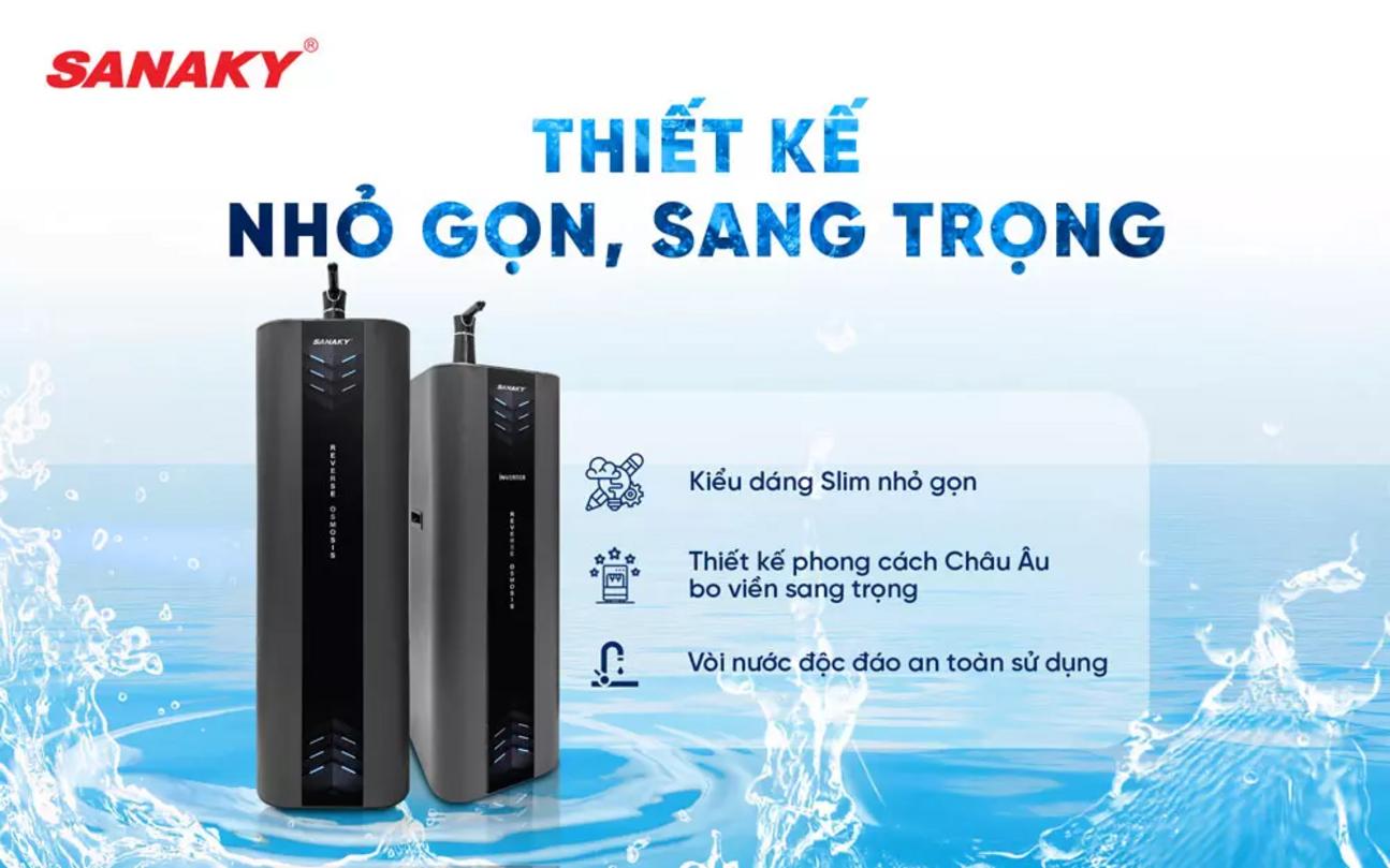 Bình chứa 6-8L và biểu đồ công suất 15L/h - minh họa dùng cho gia đình.