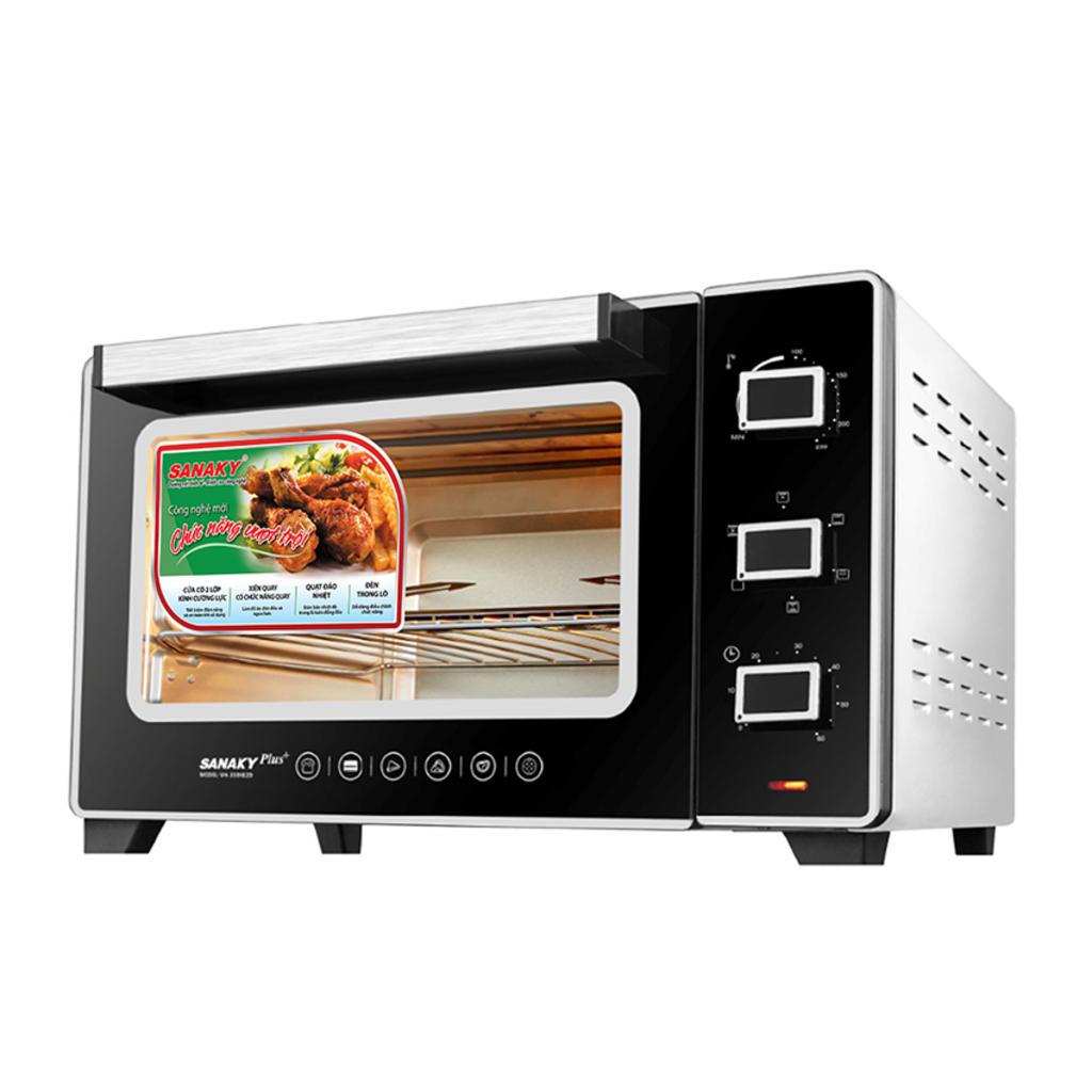 Quạt đối lưu giúp nướng đều, phù hợp bánh và thịt.