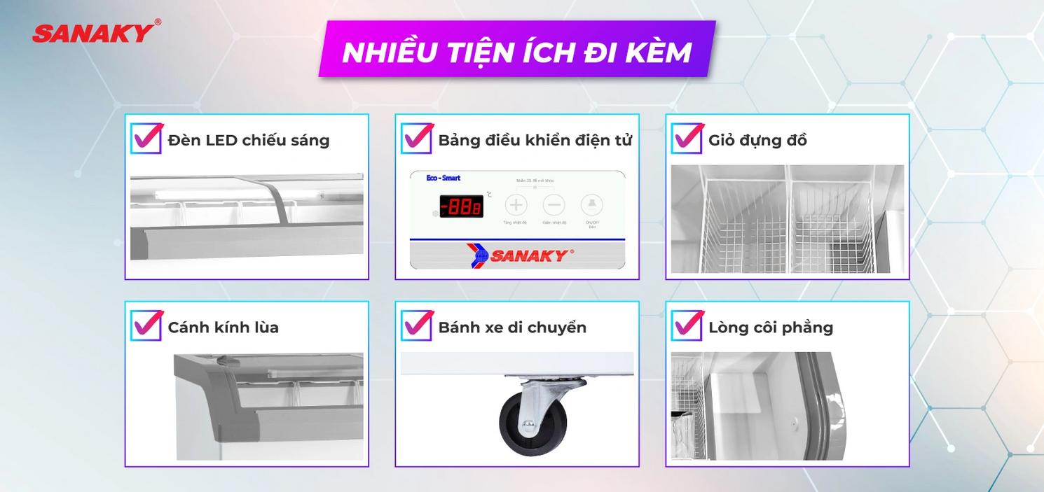 Dàn lạnh đồng cùng hệ thống quạt tuần hoàn cho làm lạnh nhanh và đồng đều.