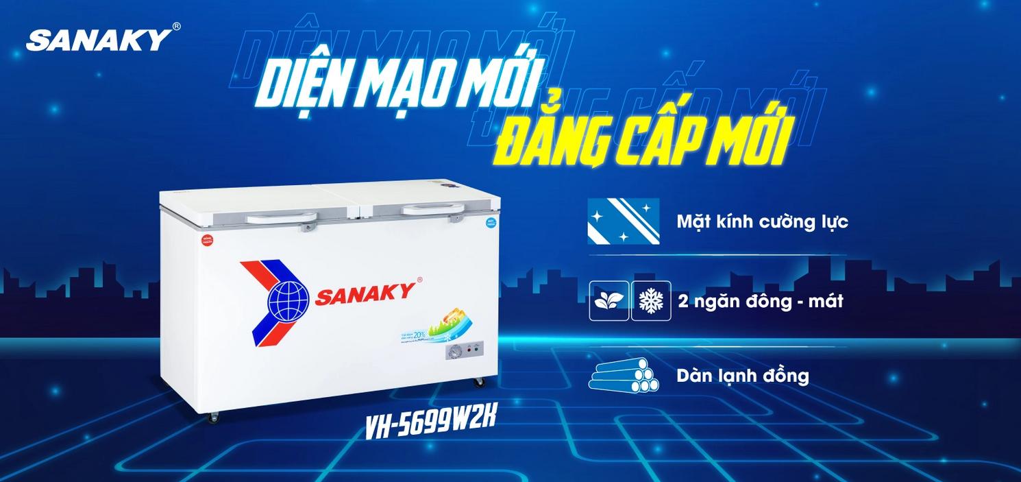 Dàn lạnh đồng bền bỉ cho làm lạnh nhanh và sâu (Tủ đông Sanaky VH-5699W2K).