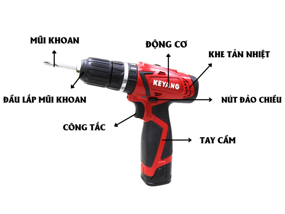 Pin Li-ion 2.0Ah kèm 2 viên và sạc — làm việc liên tục