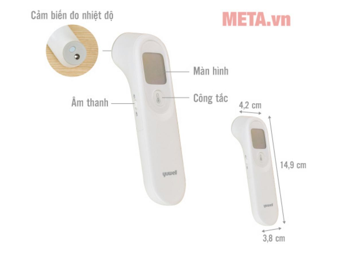 Đo không tiếp xúc (0–5 cm) — an toàn và nhanh, phù hợp khi bé ngủ.