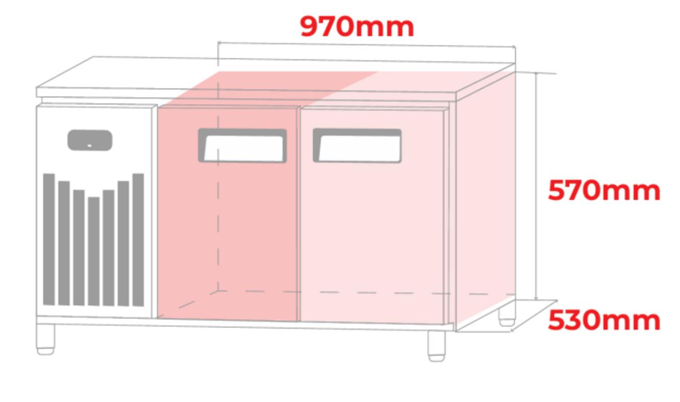 360L lưu trữ trong kích thước 1.5m — phù hợp nhà hàng/quán cà phê nhỏ.