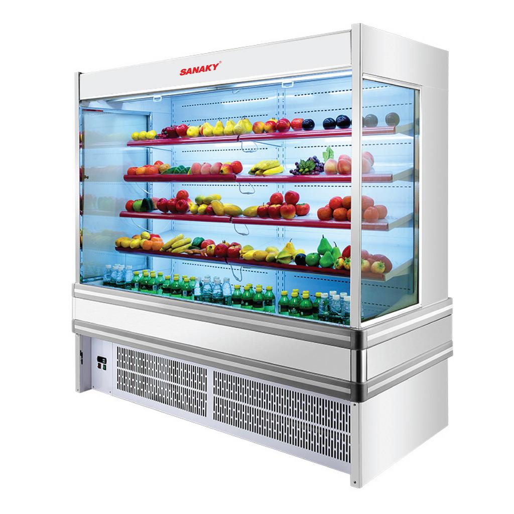 Kích thước 2000×900×1980 mm (~1000L) phù hợp siêu thị và cửa hàng tiện lợi.