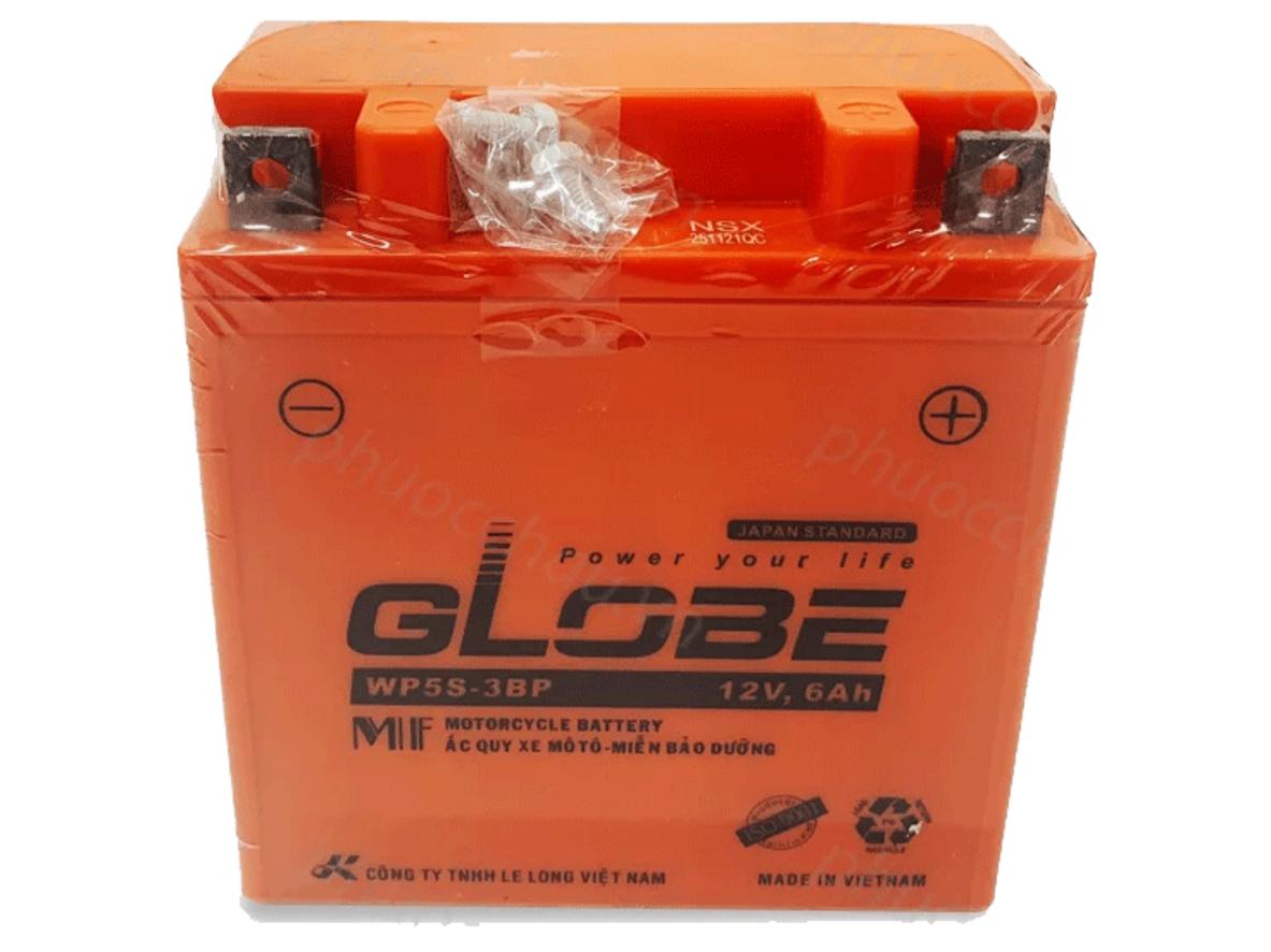 Globe WP5S-3BP (12V - 6Ah) — nhỏ gọn, đề nổ mạnh, miễn bảo dưỡng.