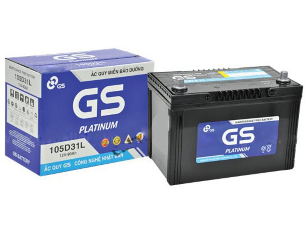 Ắc quy khô GS MF105D31 — khởi động mạnh, thiết kế kín khí, ít bảo trì.