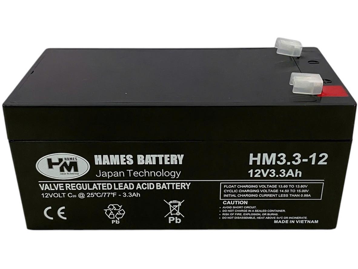 Hames HM3.3-12 — nhỏ gọn, kín khí (AGM), sẵn sàng làm nguồn dự phòng.