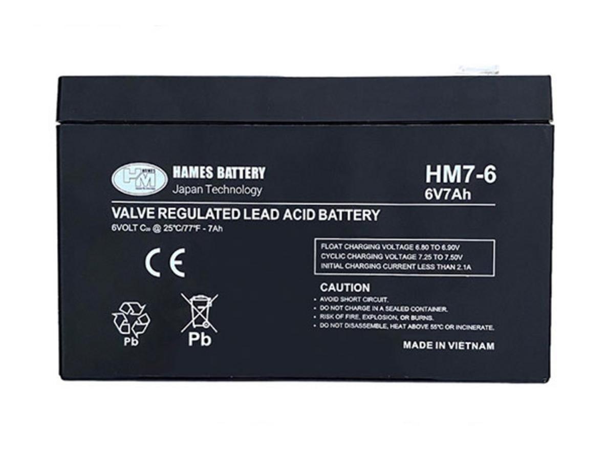 Ảnh sản phẩm Hames HM7-6: nhỏ gọn, phù hợp cho xe điện trẻ em và các thiết bị lưu điện nhỏ.