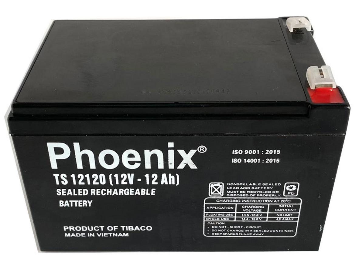 Ảnh thực tế Ắc quy Phoenix TS12120 (kèm kích thước tham khảo).