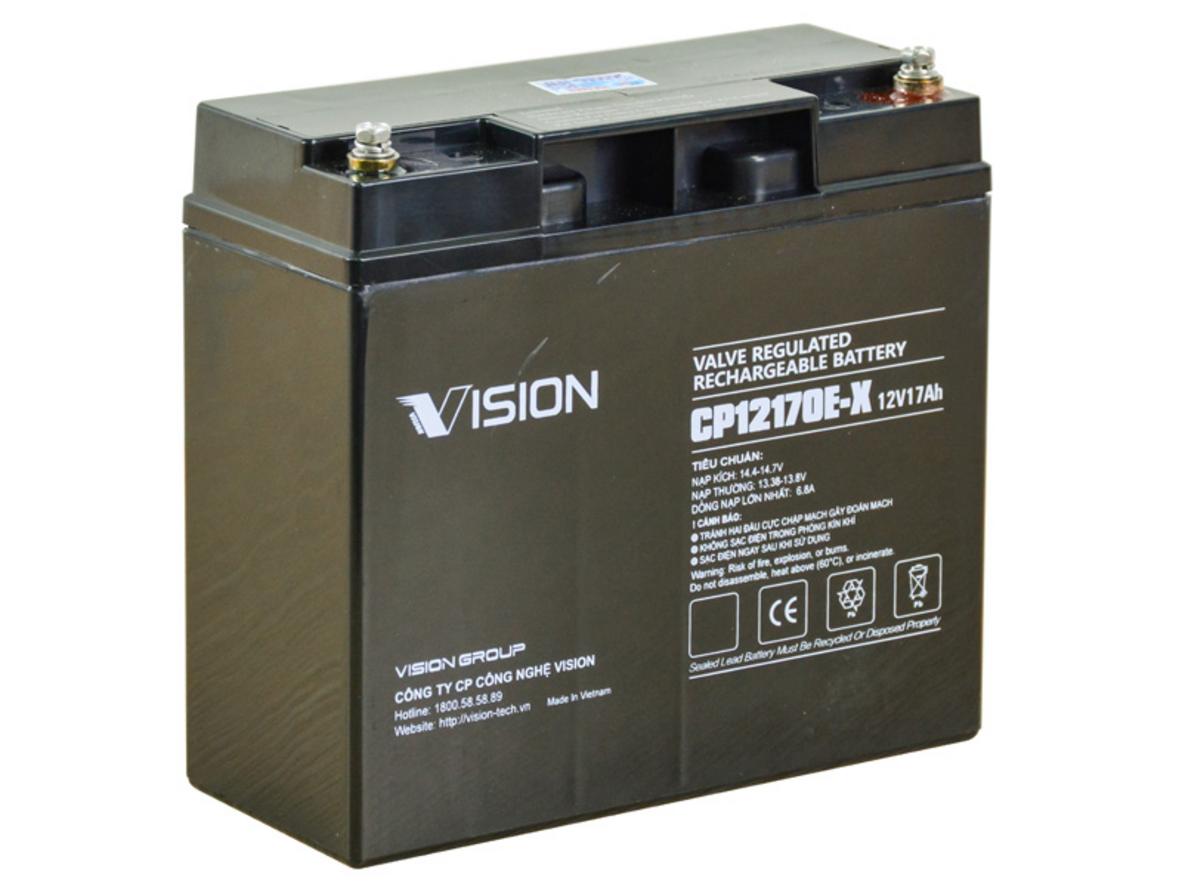 Ắc quy Vision CP12170E-X (12V 17Ah) — nhỏ gọn, dễ lắp, dùng cho UPS & xe điện nhỏ.