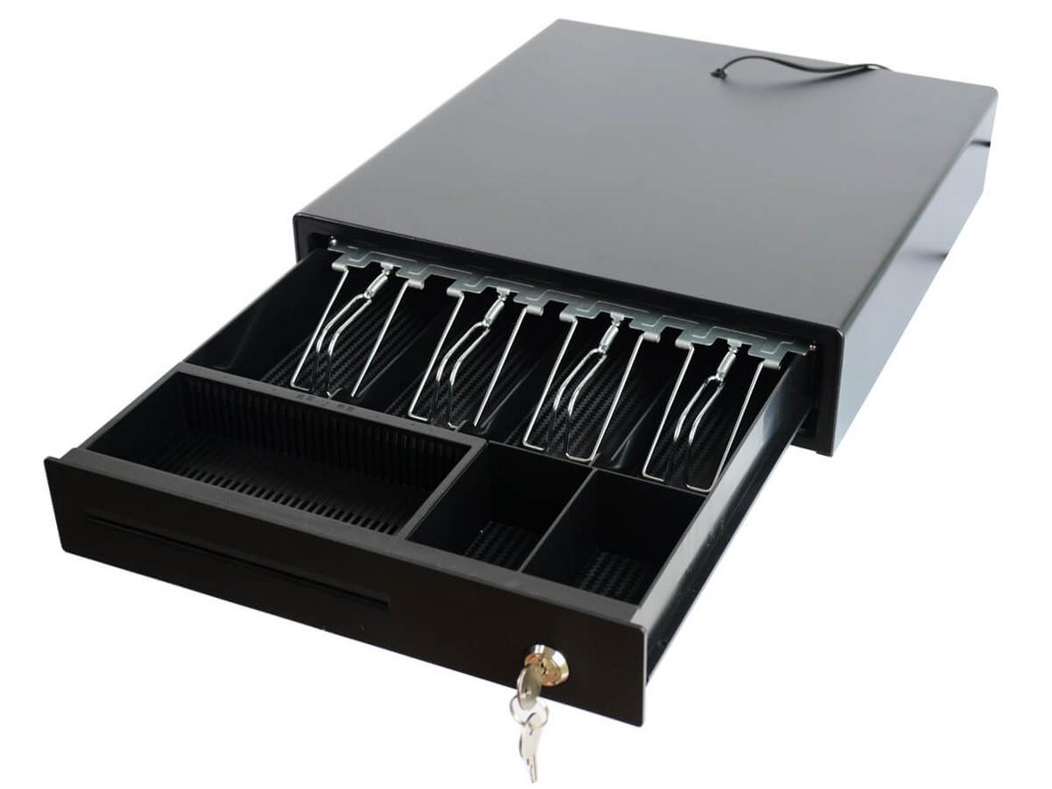 Ngăn kéo đựng tiền Antech RT335 — gọn nhẹ, phù hợp quầy thu ngân nhỏ.