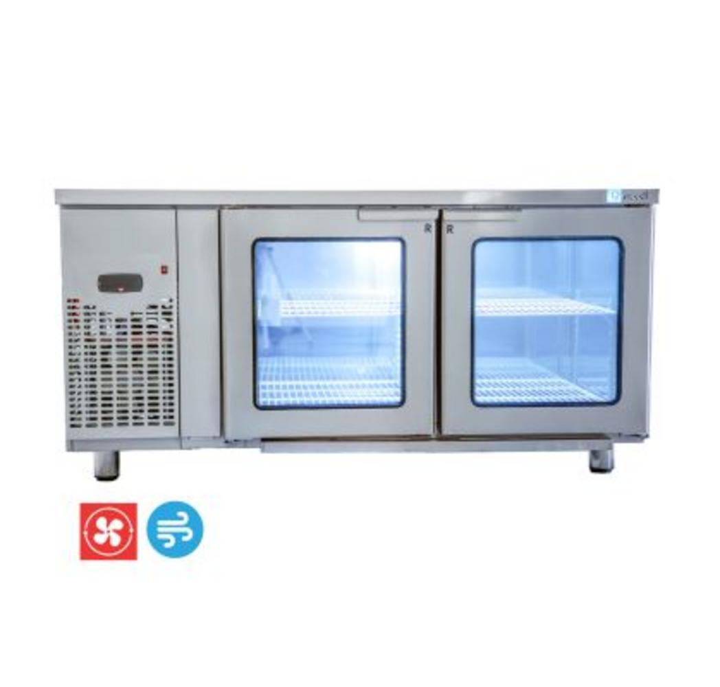 Bàn mát inox Happys HWI-1500TRG — mặt bàn inox đa năng, dung tích 360L, làm lạnh gián tiếp.