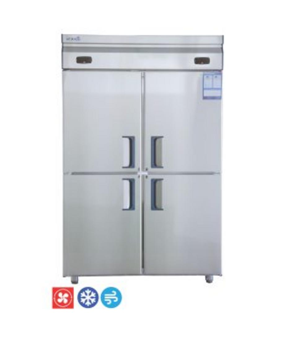 Tủ 4 cánh Happys HWI-45CFR trong môi trường bếp công nghiệp — dung tích lớn, thiết kế inox dễ vệ sinh.