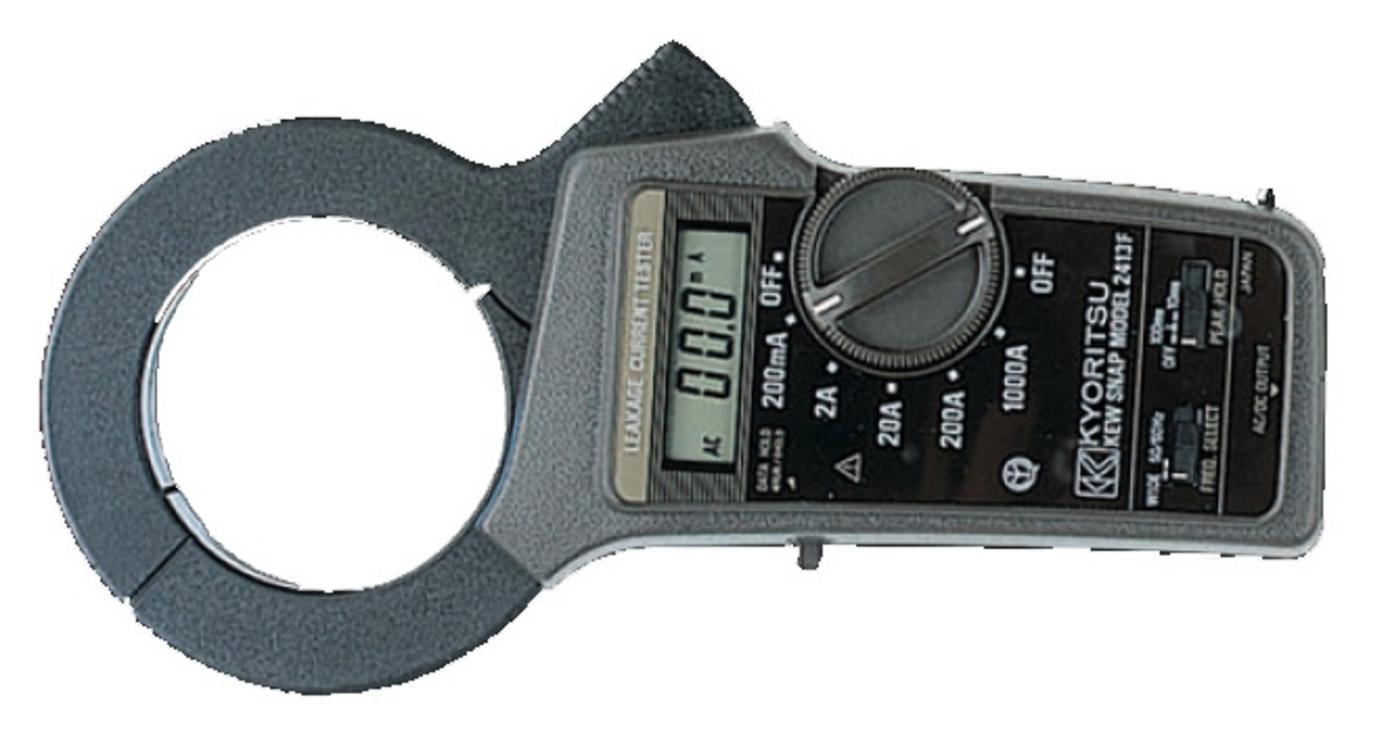 Ampe kìm Kyoritsu 2413F — kẹp Ø68mm, True RMS, dải đo 0.1mA–1000A.
