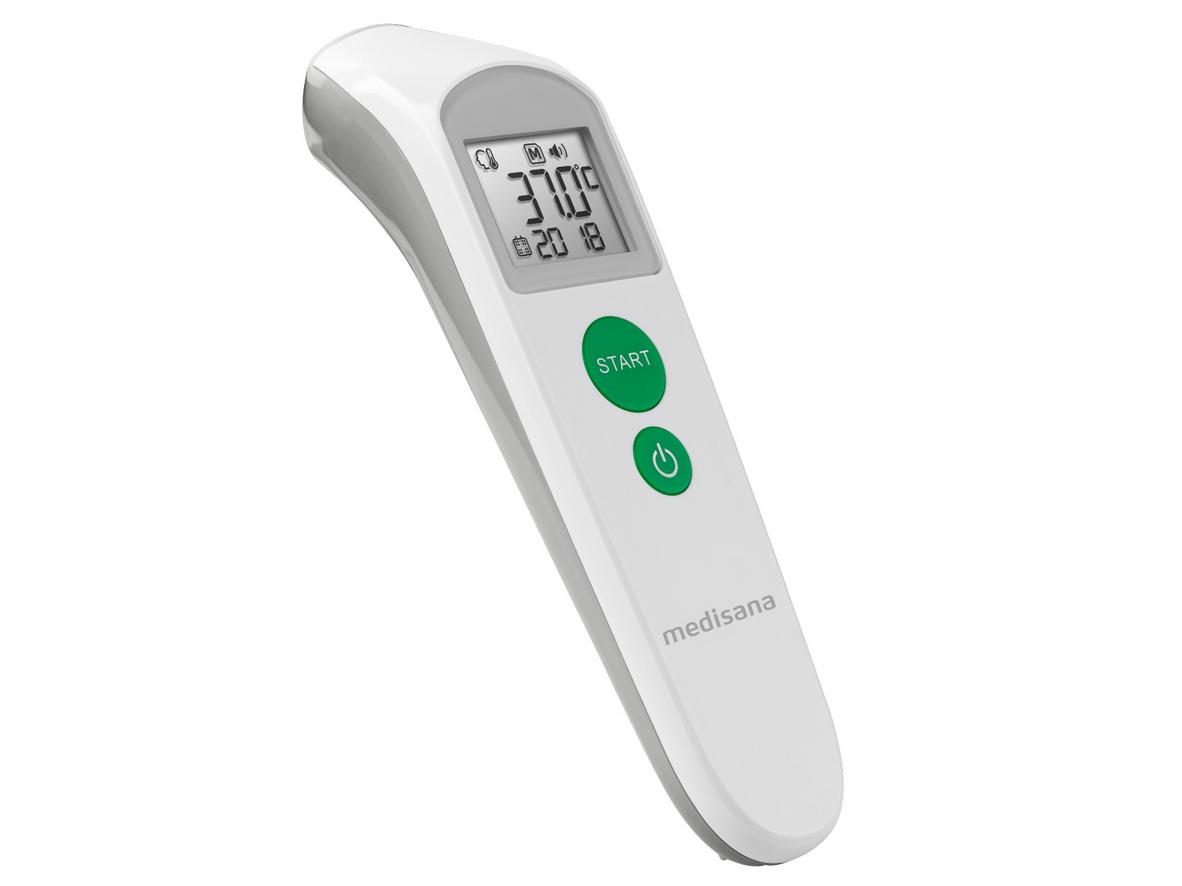 Medisana TM-760 — đo trán không tiếp xúc trong 3 giây, an toàn cho trẻ nhỏ.