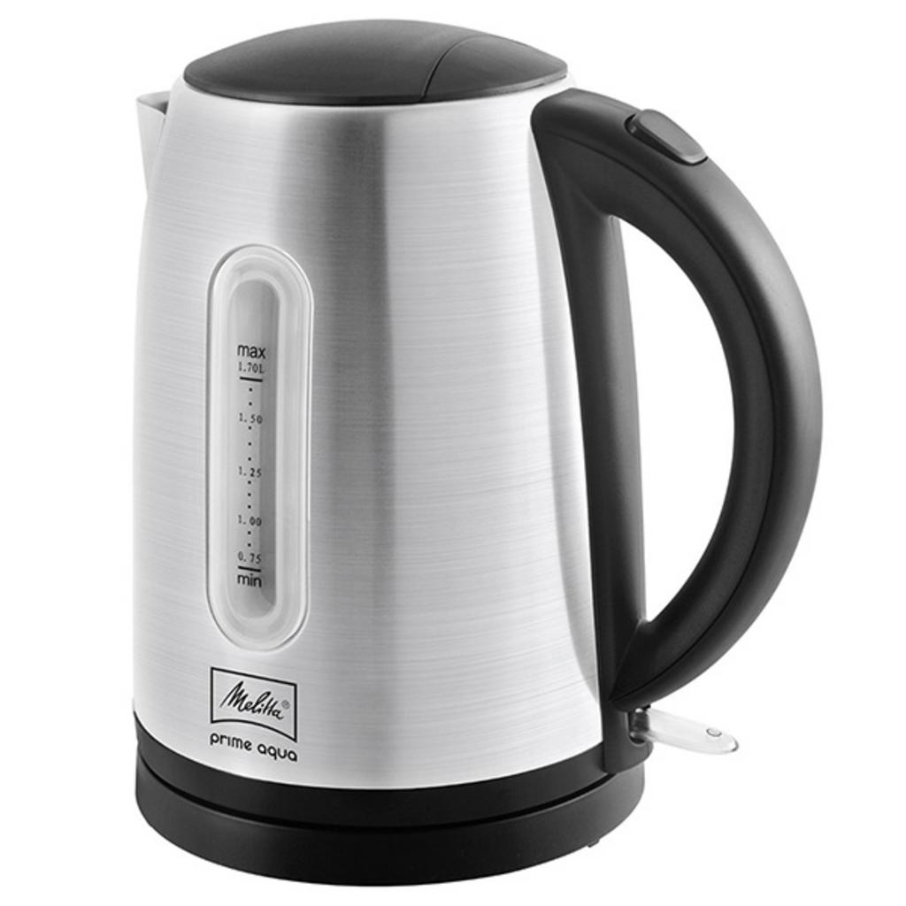 Ấm đun nước Melitta Prime Aqua 1,7 lít — đun siêu tốc, an toàn cho gia đình.