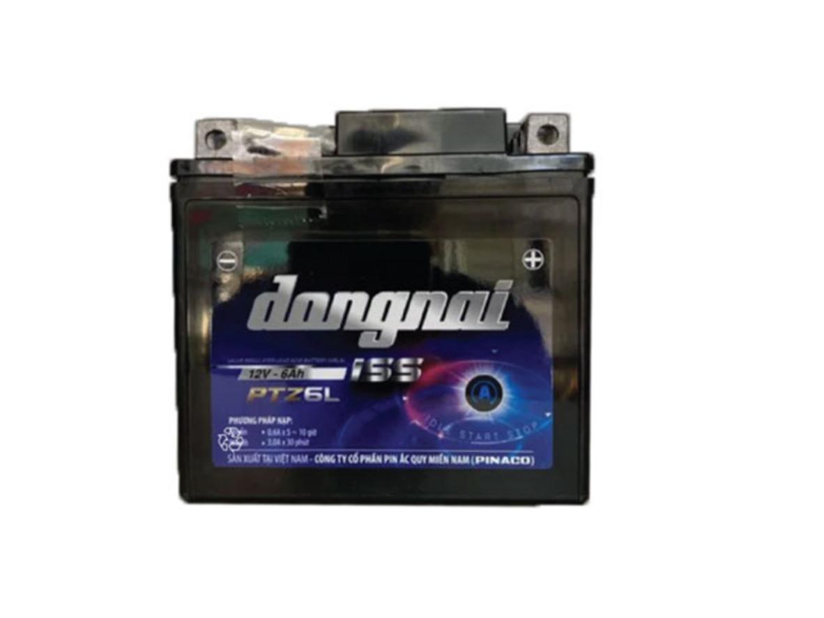 Hero image: Ắc quy Đồng Nai PTZ6L (12V-6Ah) với tem chính hãng PINACO.